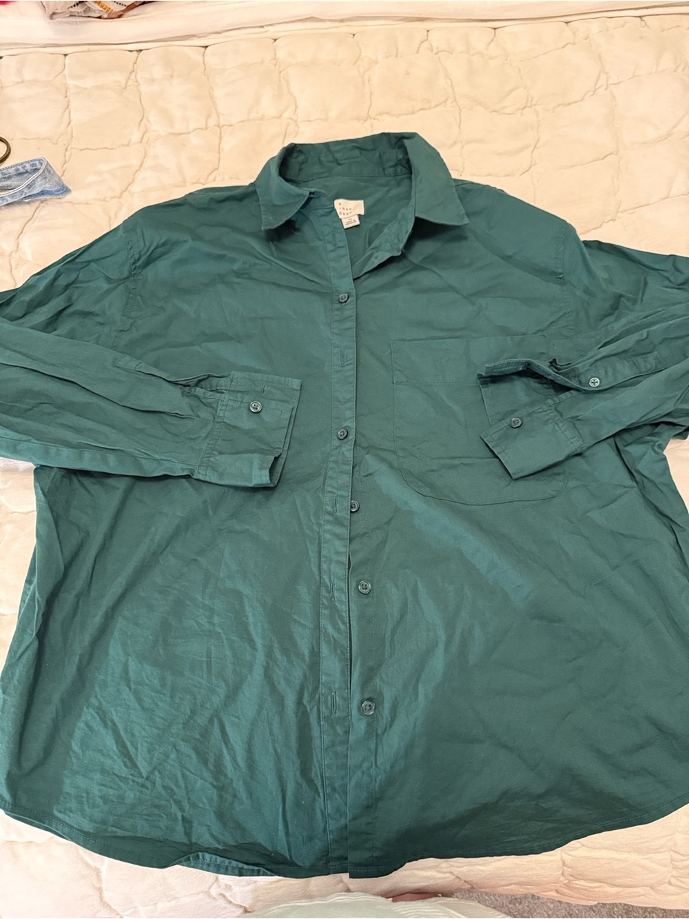 a new day forest Green Lightweight Button-Up Shirt